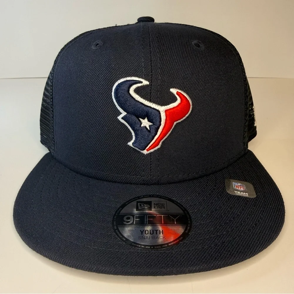 Houston Texans New Era Youth‎ 9FIFTY Trucker Snapback Hat Navy NFL Team Mesh Cap